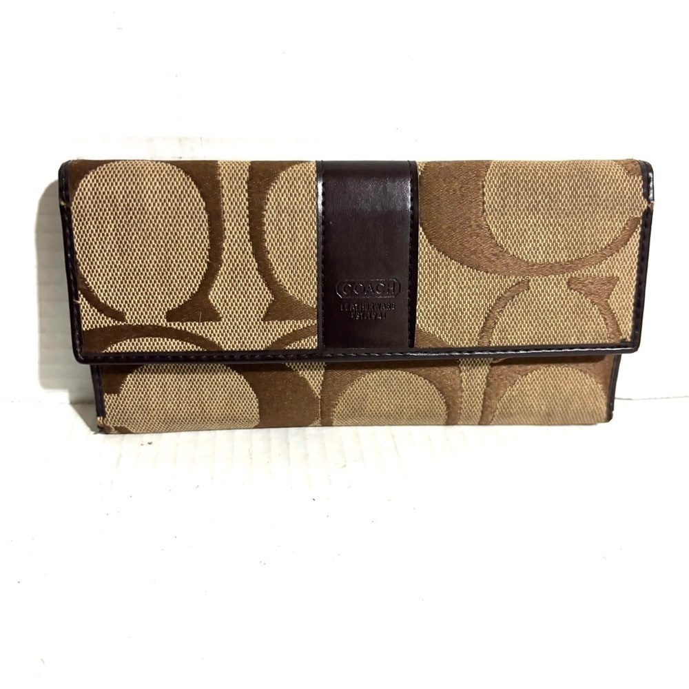 Coach vintage CC signature print canvas Dark Brown wallet